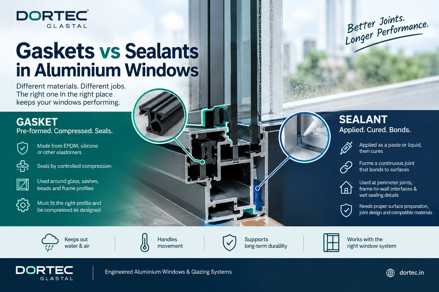 Comparison of gaskets and sealants used in aluminium window systems